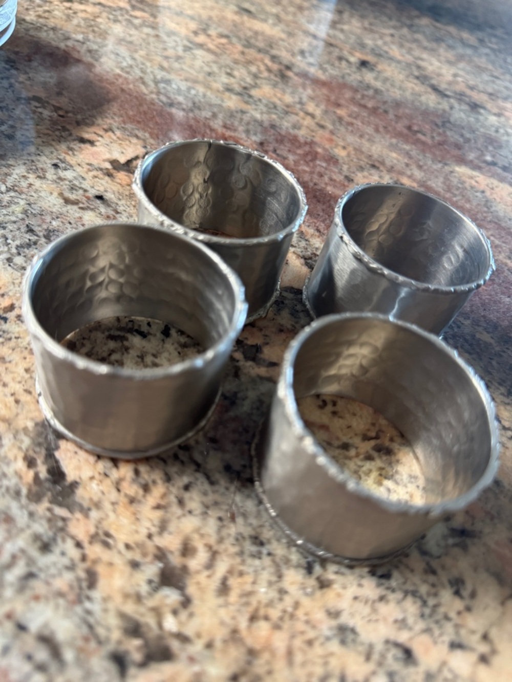 Set of 4 Hammered Silver Napkin Rings